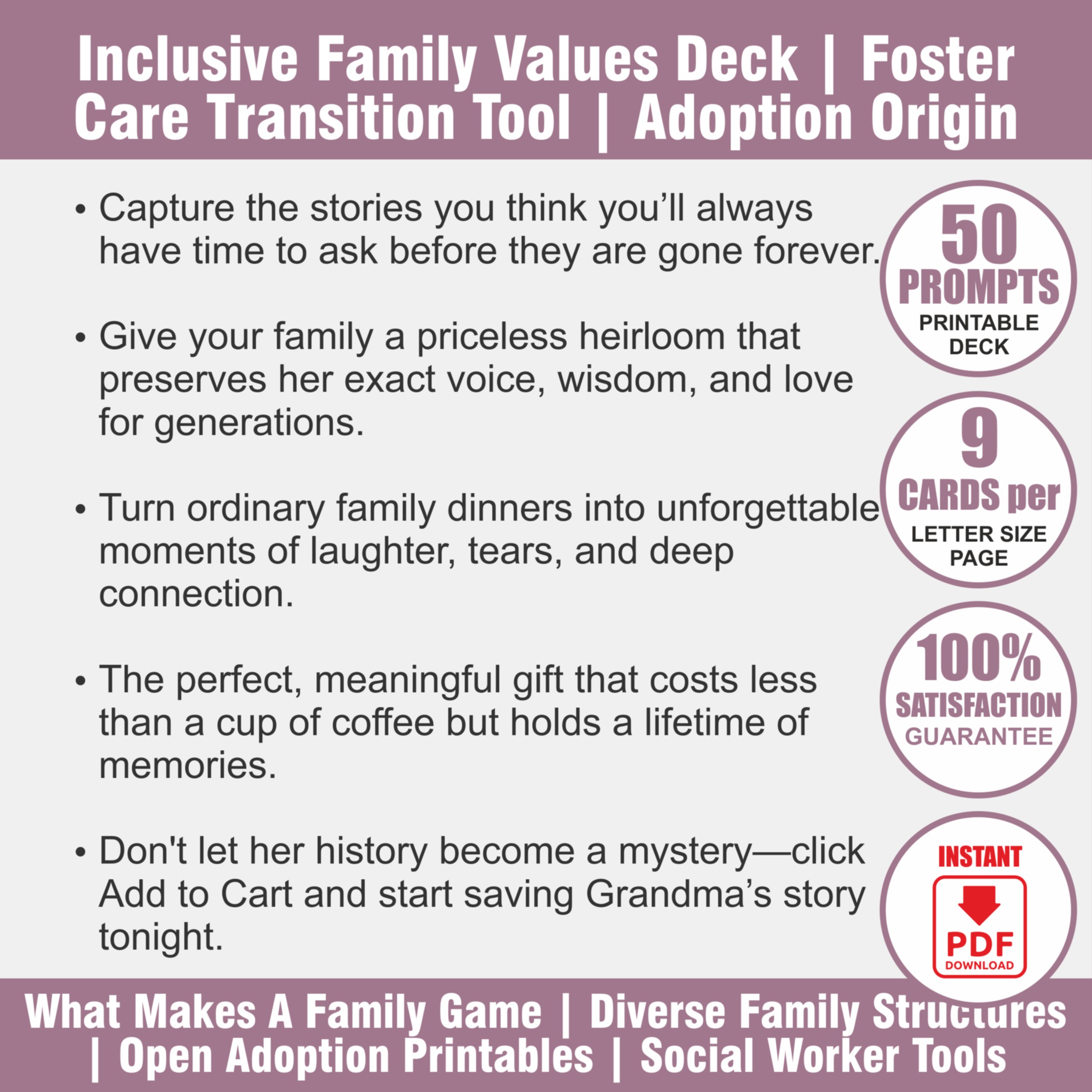 Modern Family Conversation Cards | Diverse Family Game | Adoption & Foster Printables Deck - View 2